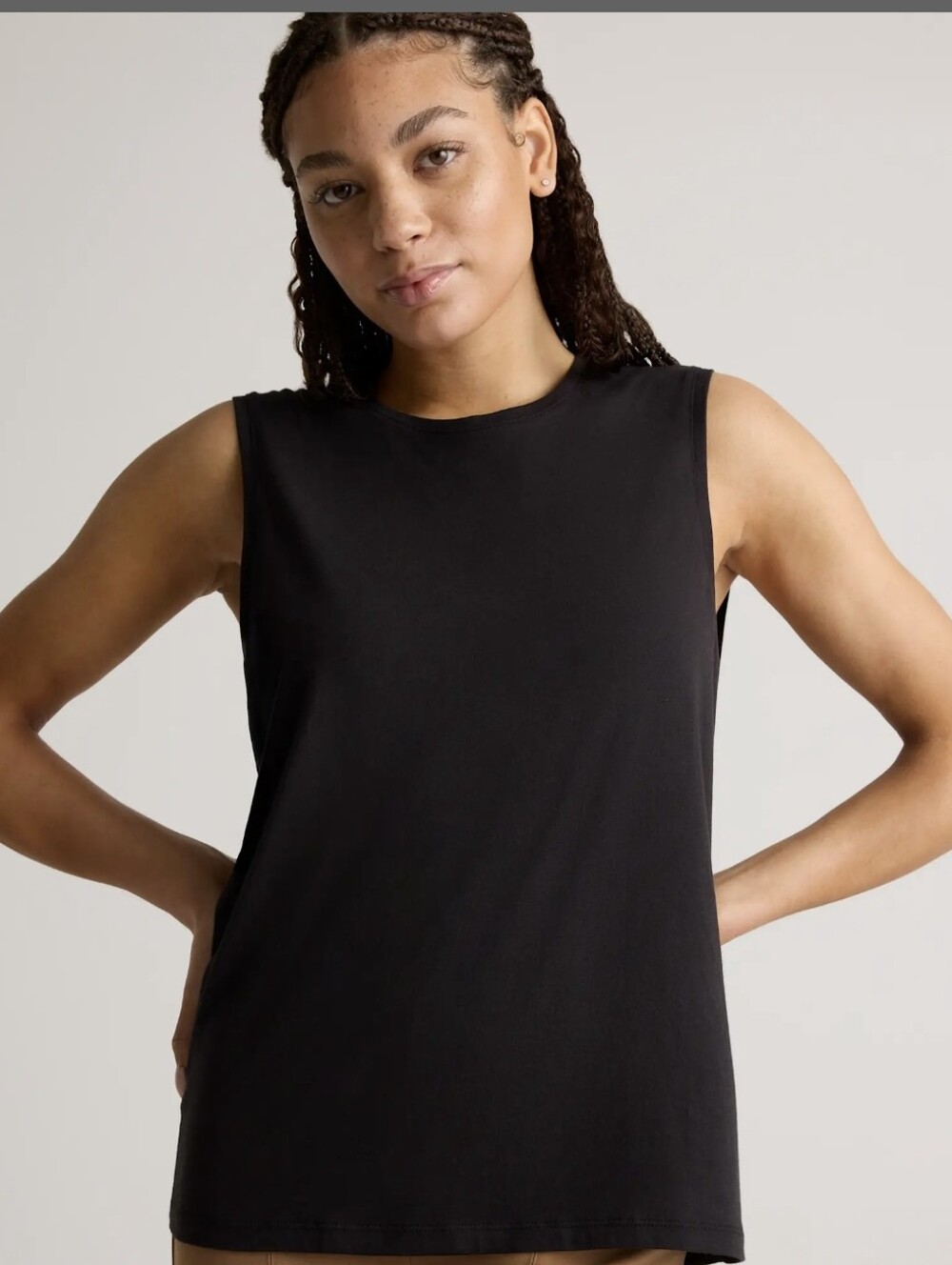 Quince Black Cotton Modal Muscle Tank